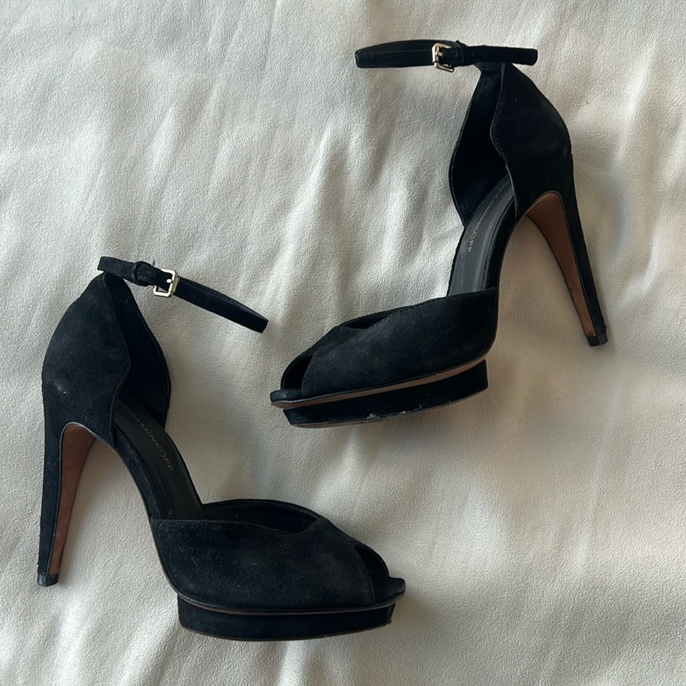 Rebecca Minkoff black suede platform heels - size 7 M